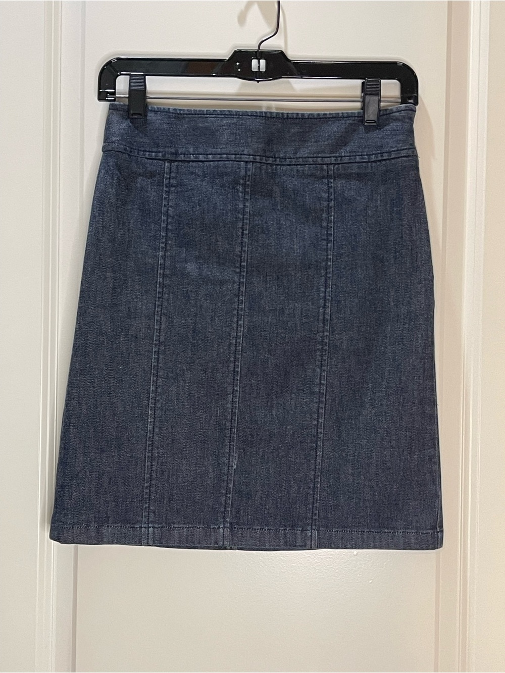 Ann Taylor Dark Blue Denim Pencil Skirt Cotton Blend with Stretch 2